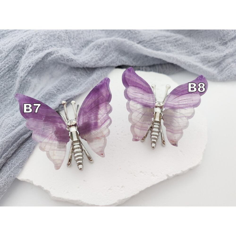 Purple Fluorite Butterfly Wings Crystal Carving - Picture 6 of 6